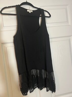 Umgee Black Tank Top with Lace Hem